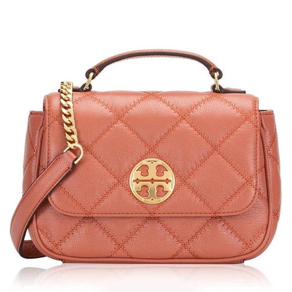 Tory Burch Willa Mini Top Handle Bag Toasted Pecan - Picture 1 of 13